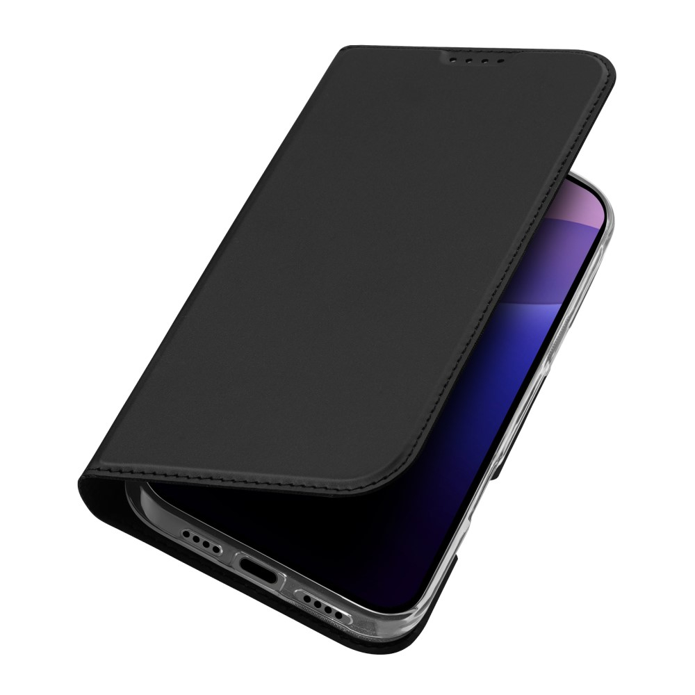iPhone 16 Pro Max Flip Wallet Cover Leder Tasche - Schwarz