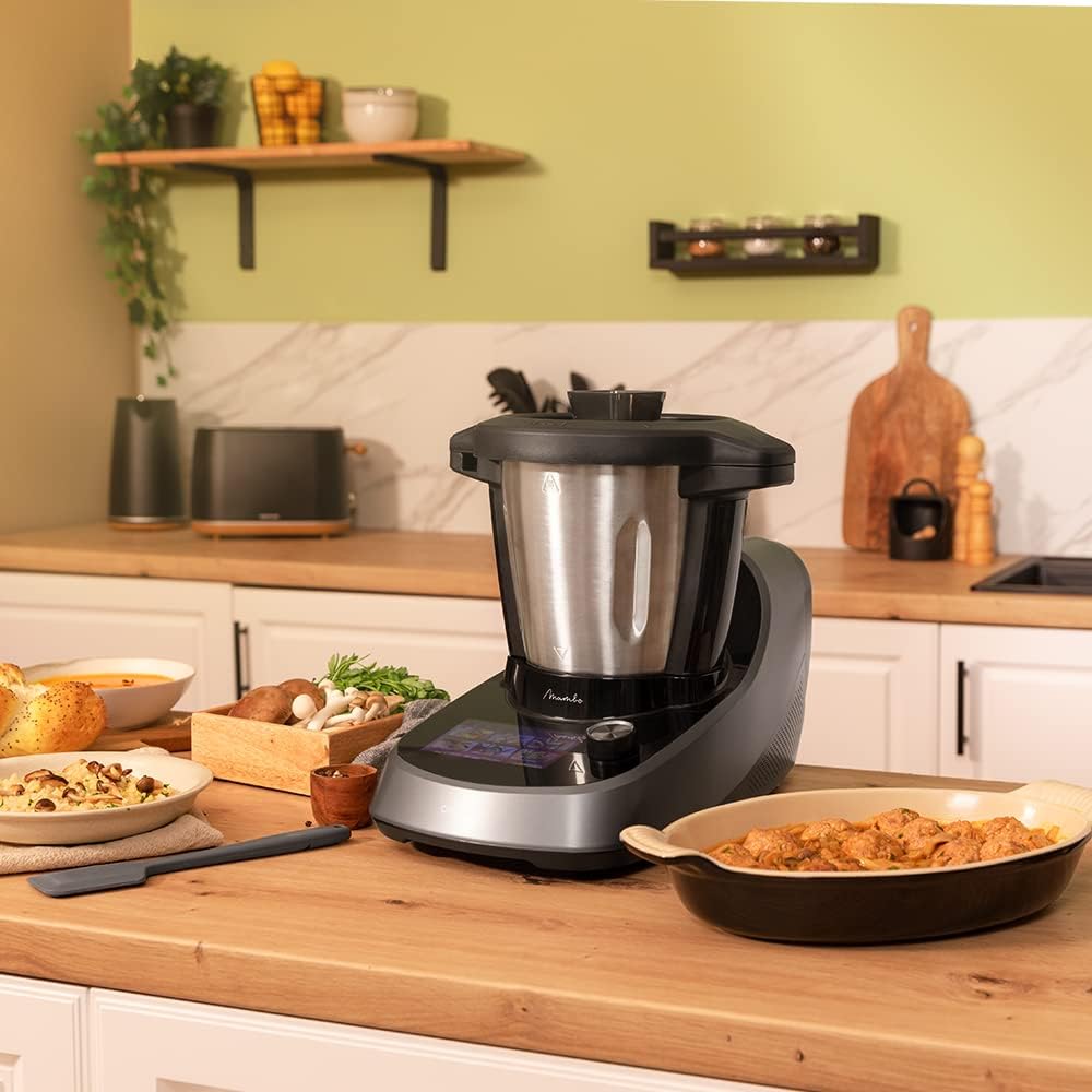 Cecotec Multifunktionsküchenroboter Mambo Touch, 1600 W, 37 Funktionen, 5-Zoll-TFT-Touchscreen mit integriertem Rezeptbuch, 3,3 Liter Fassungsvermögen, App, Waage und Edelstahlkrug