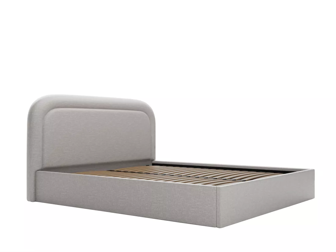Lit coffre 140 x 190 cm - Tissu chiné - Gris clair - FIREZA