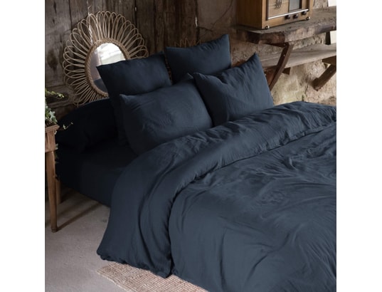 TERRE DE NUIT - Parure de lit housse de couette Parure de lit double gaze de coton marine 260x240 cm