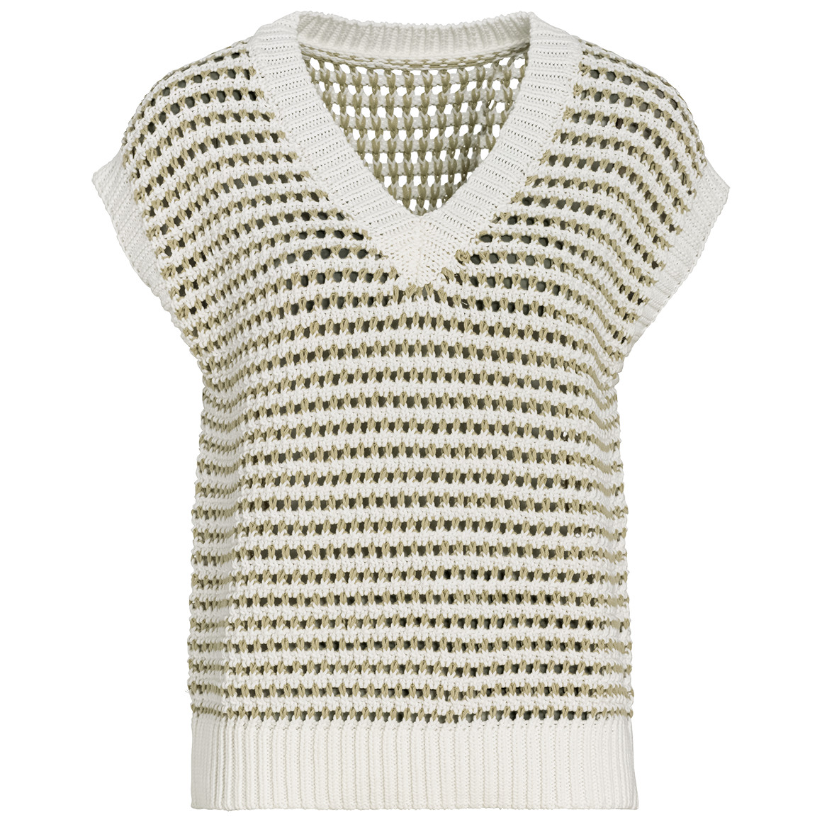 Gina Benotti Damen Pullunder aus Lochstrick cremeweiss / beige
