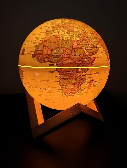 CARTOTHEQUE - GLOBE 14 CM ANTIQUE LUMINEUX SUPPORT EN BOIS