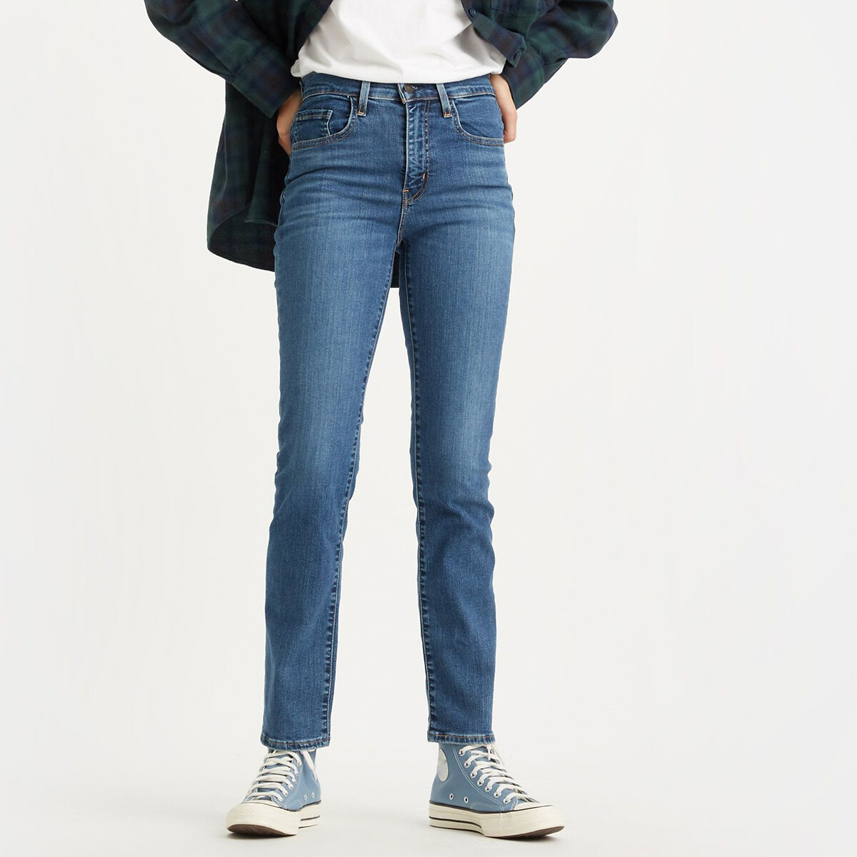Calça jeans Levi's 724 de cintura alta e corte reto.