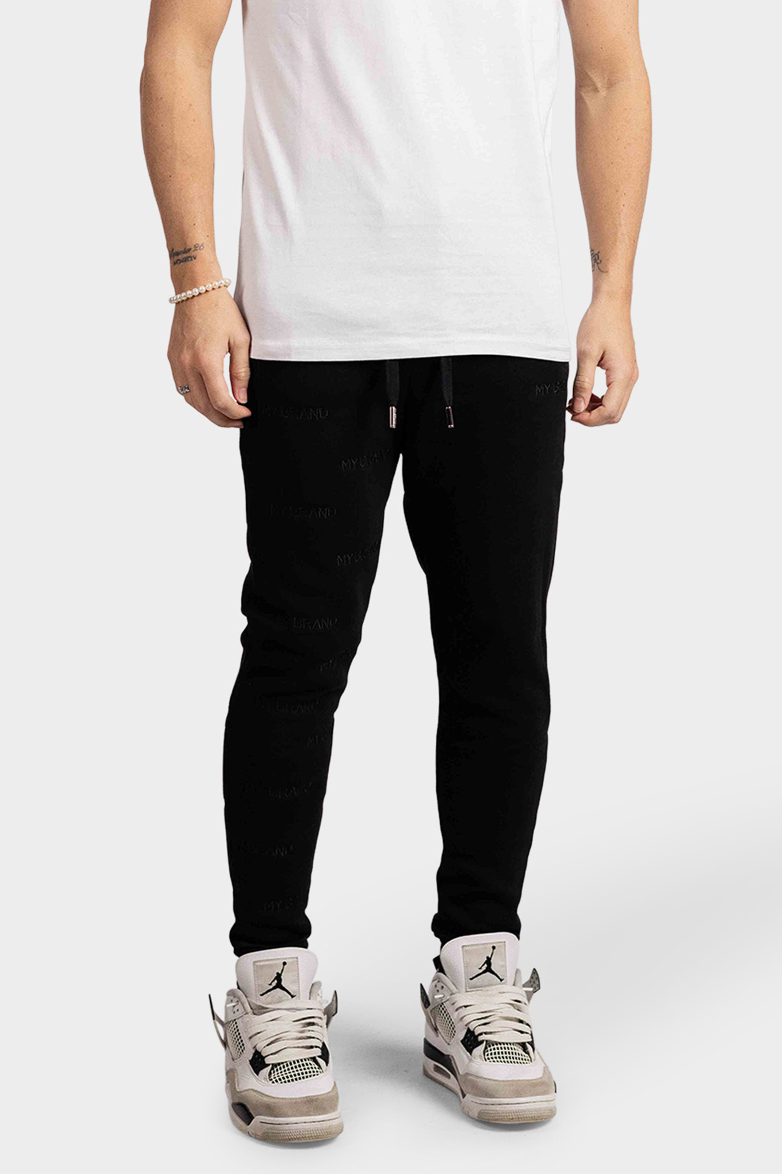 My Brand All Over Embroidery Trainingsbroek Heren Zwart