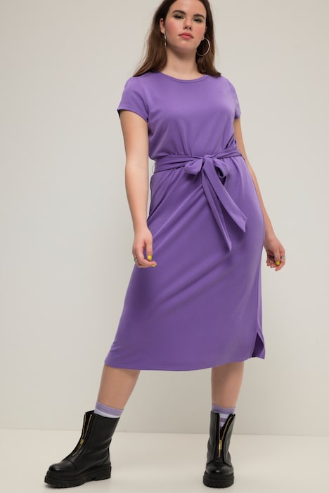 Midikleid, A-Line, Jersey, Rundhals, Halbarm