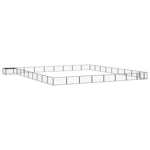 Parque Cães com 36 Painéis 100x50 cm Aço Revestido a Pó Preto - 3115983