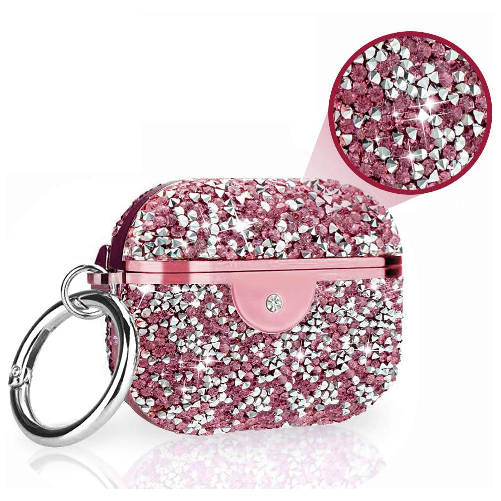 AirPods Pro Glitzer Schutzhülle im Diamanten Look Case   Scharnierring - Rosa
