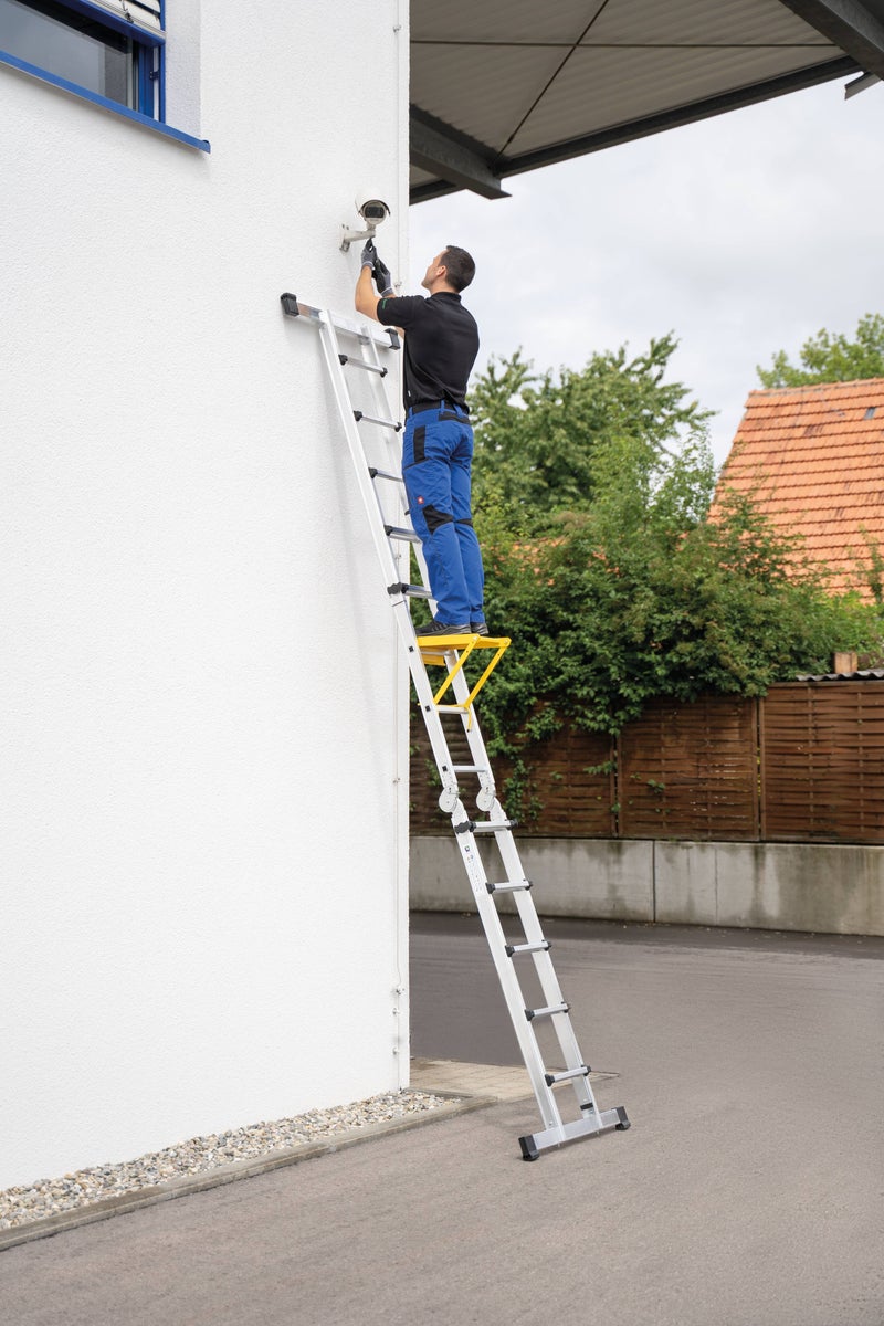 PROREGAL 4-delige telescopische ladder met dwarsbalk, 4 x 3 sporten