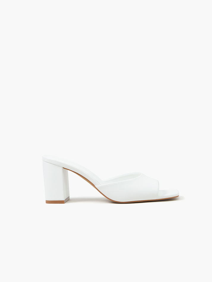Sandália mule de salto alto - Branca