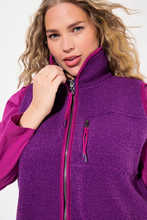 Teddyweste, Stehkragen, 2-Wege-Zipper, ärmellos