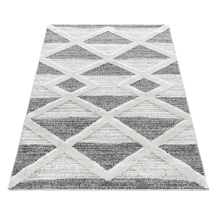 Scandinavisch vloerkleed - Pitea Lines Grijs/Creme