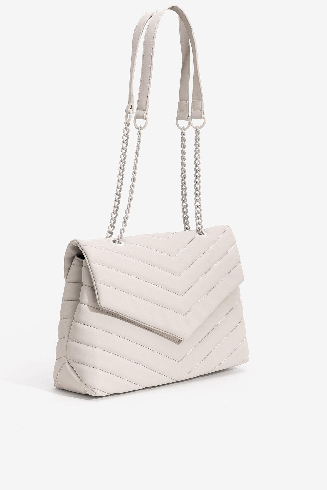 Bolsa de ombro acolchoada com alça combinando - Bege