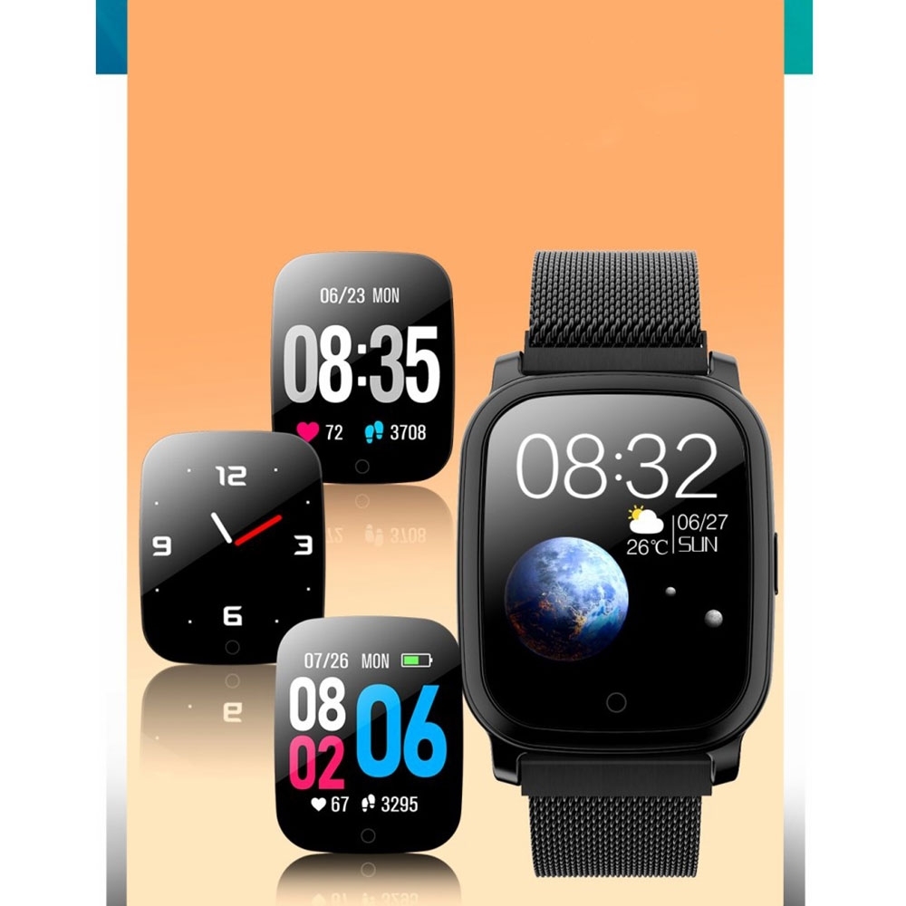 Spritzwasserfester Fitness Tracker Smart Watch mit Herzfrequenz- / Körpertemperaturmessung und 1.3