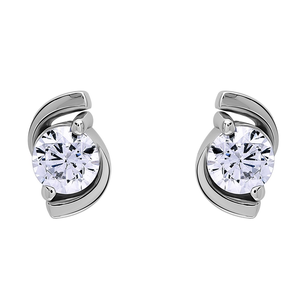 Boucles d'oreilles or blanc 18 carats oxydes