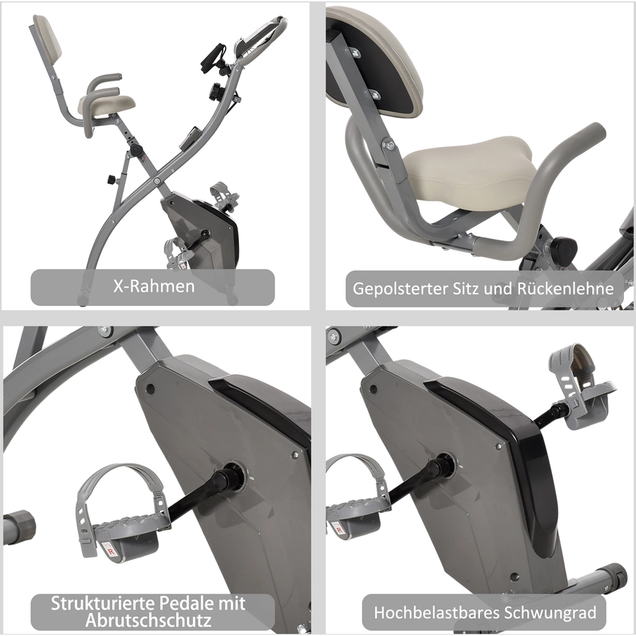 HOMCOM Fahrradtrainer mit LCD Display grau