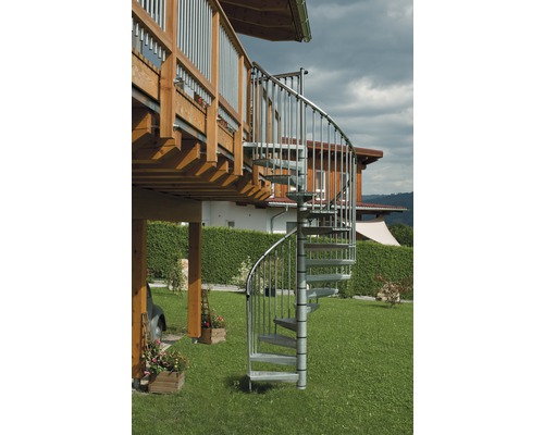 Pertura Zenobia wenteltrap, thermisch verzinkt staal, Ø 120 cm, grijs, 12 treden, 13 stootborden