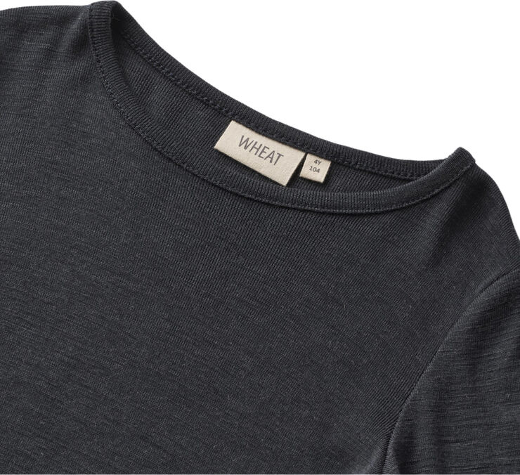 Wheat Langærmet Uld T-shirt Blå
