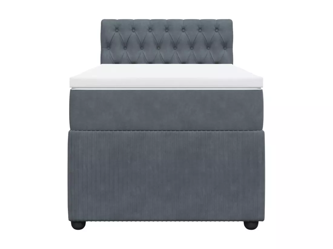 Sommier à lattes de lit et matelas Gris foncé 90x190 cm Velours