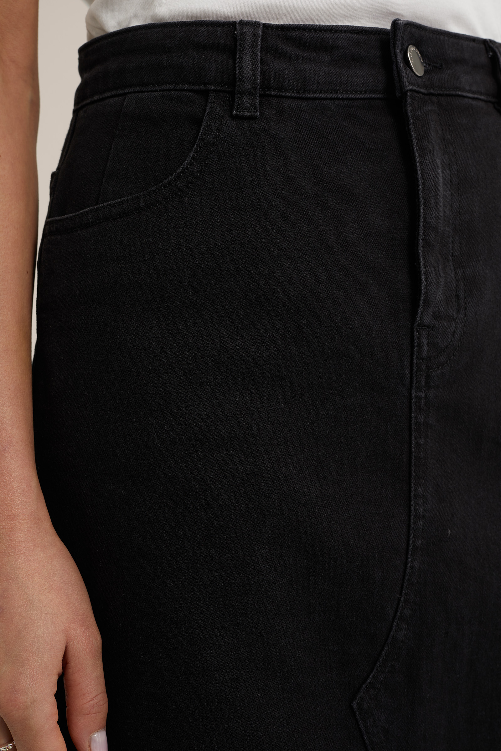 high rise denim rok Blue Ridge Zwart