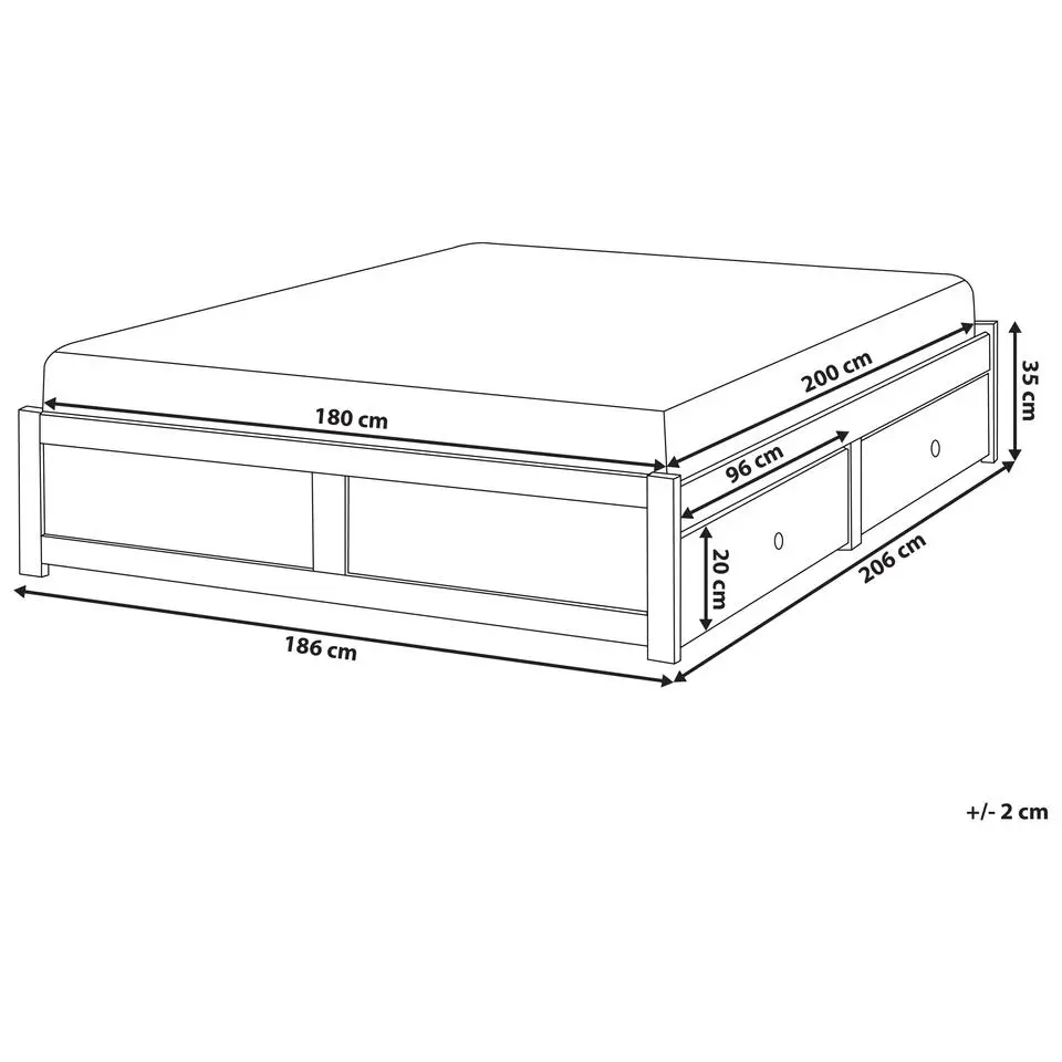 BRUX - Bed met opbergruimte - Wit - 180 x 200 cm - Hout