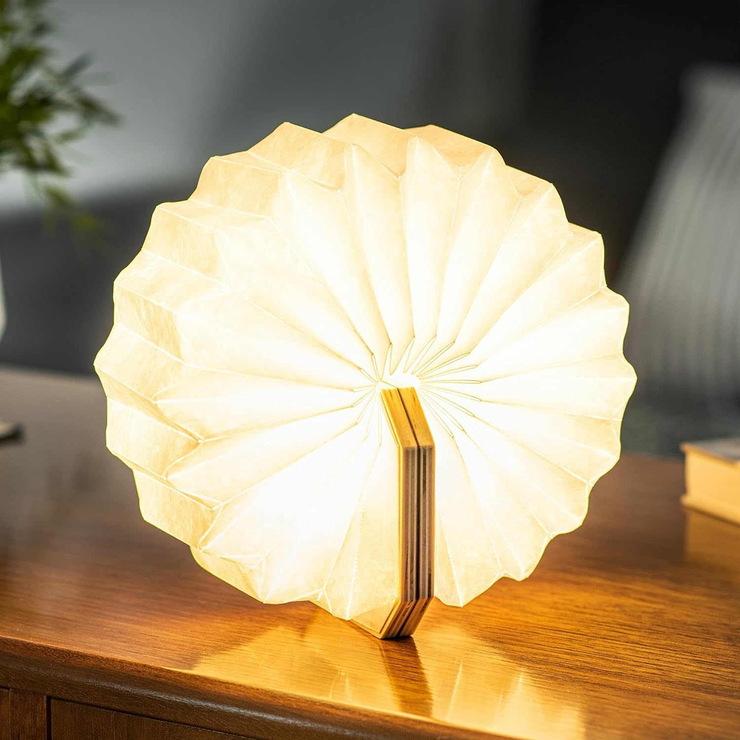 Smart Accordion Light Bambus LED Tischleuchte Home Deko Nachttisch Lampe Ziehharmonika Licht (G006BO) - Warmweiss / Kaltweiss