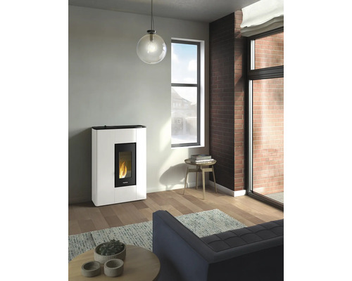 Firefix Atrium 5 pelletkachel, staal, zwart-wit, 4,9 kW