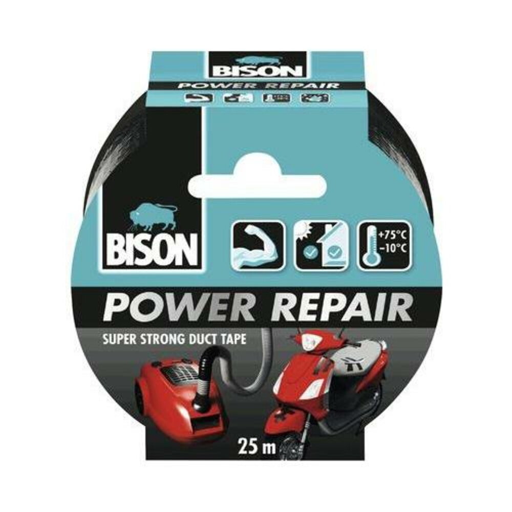 BisonTape Power Repair Zwart25 meter
