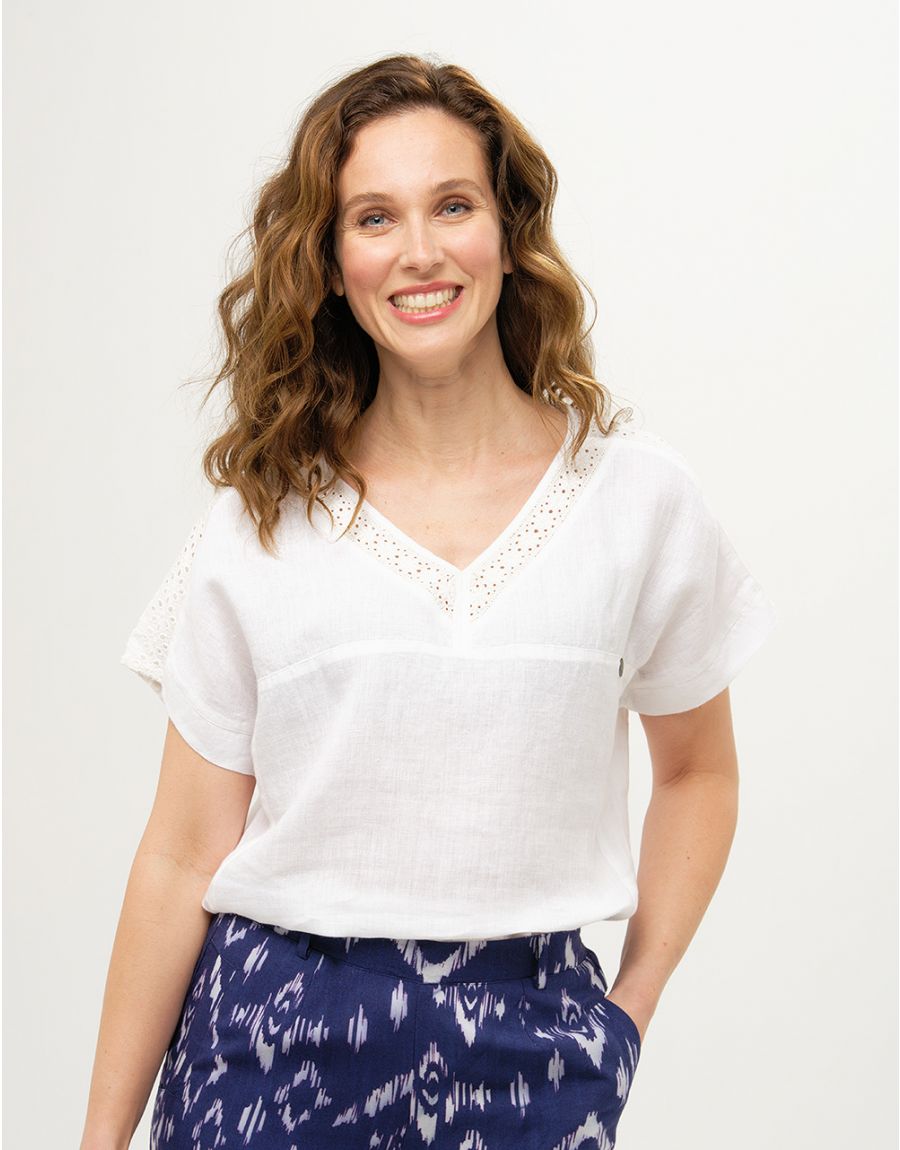 Blouse 100%lin blanc