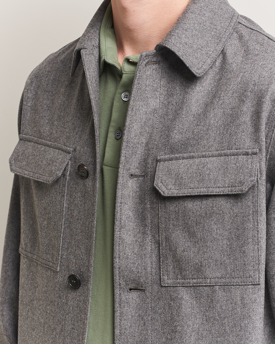 Incotex Flannel Overshirt Grey Melange