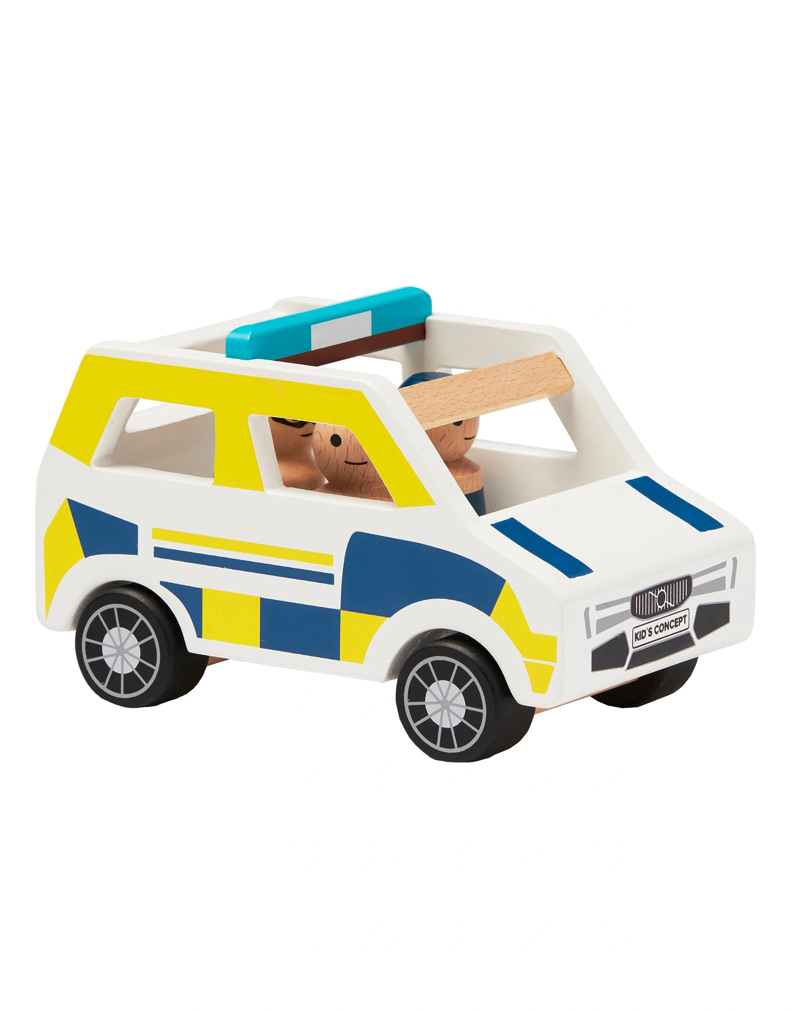 Holz-Polizeiauto AIDEN in weiß/blau