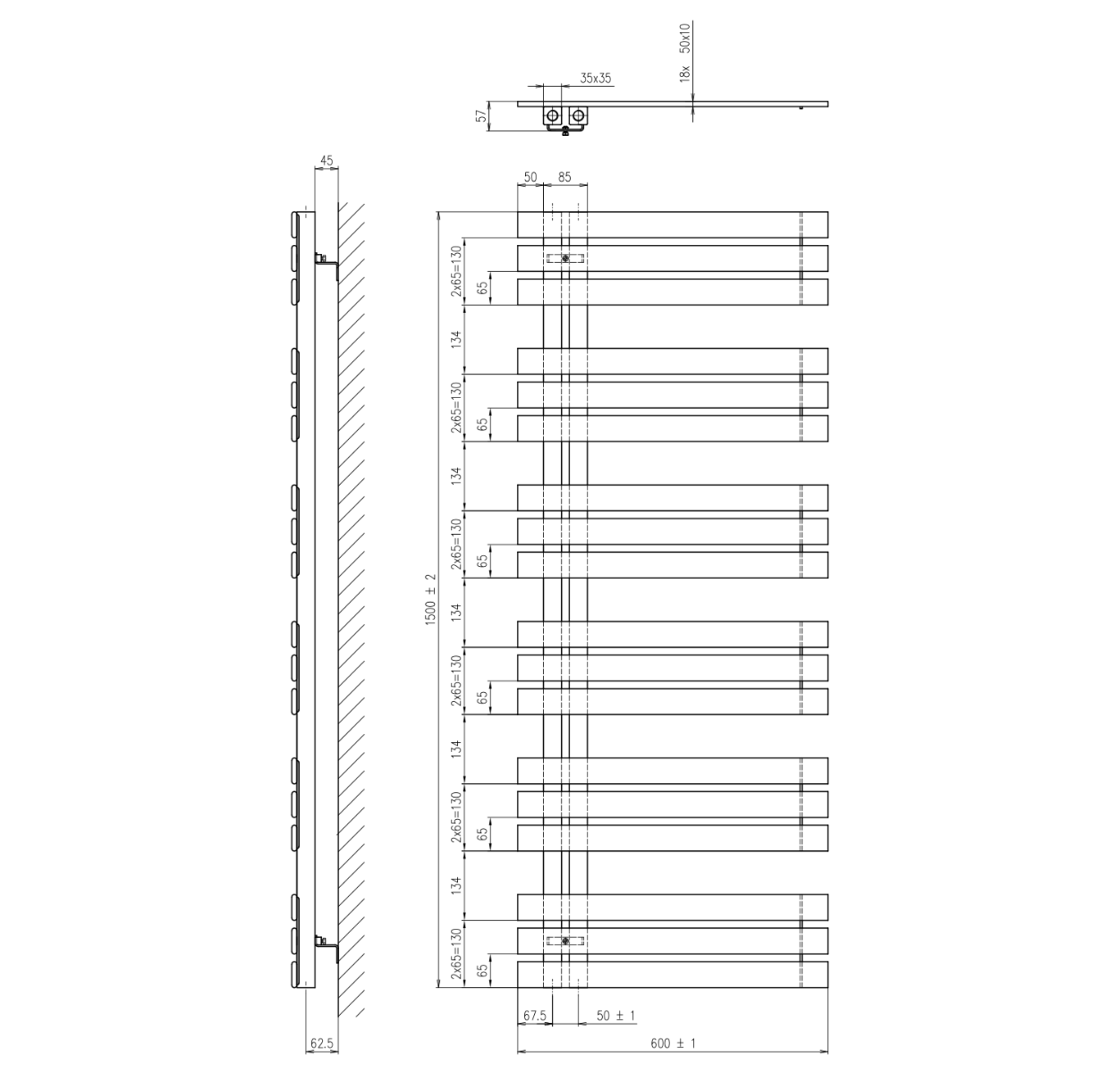 Sapho Silvana radiator wit 60x150cm 680W