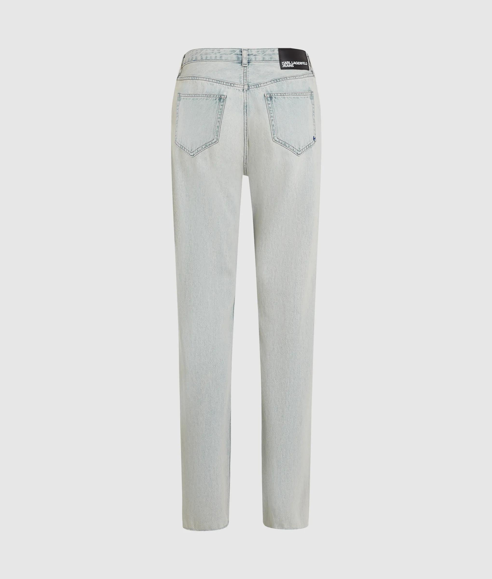 Lichtblauwe rechte jeans met hoge taille