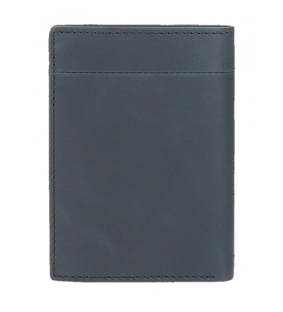 Carteira vertical de couro Pepe Jeans Staple com porta-moedas, azul marinho