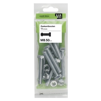 KARWEI zeskantbout voldraad M8x50 mm 10 stuks
