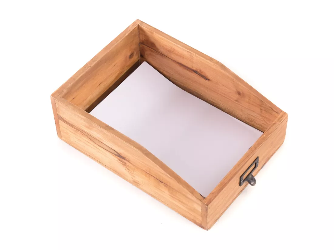 DÉPÔT DE DOCUMENTS Lettre Bois de mahogany, avec tableau écrivable 08 honigfarben gewachst