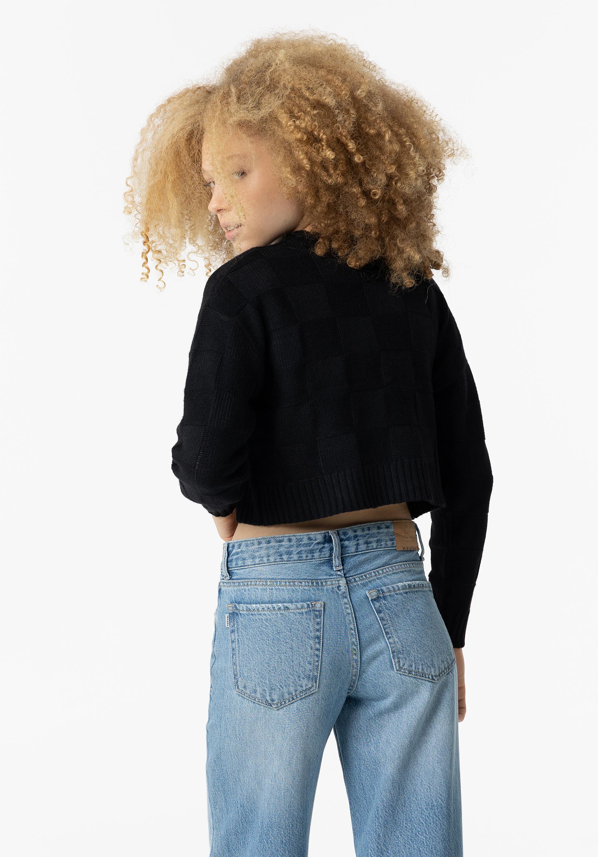Camisola de Malha Efeito Quadrados