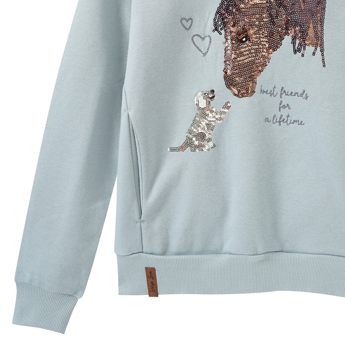 Yigga Mädchen Hoodie mit Pferde-Motiv salbei