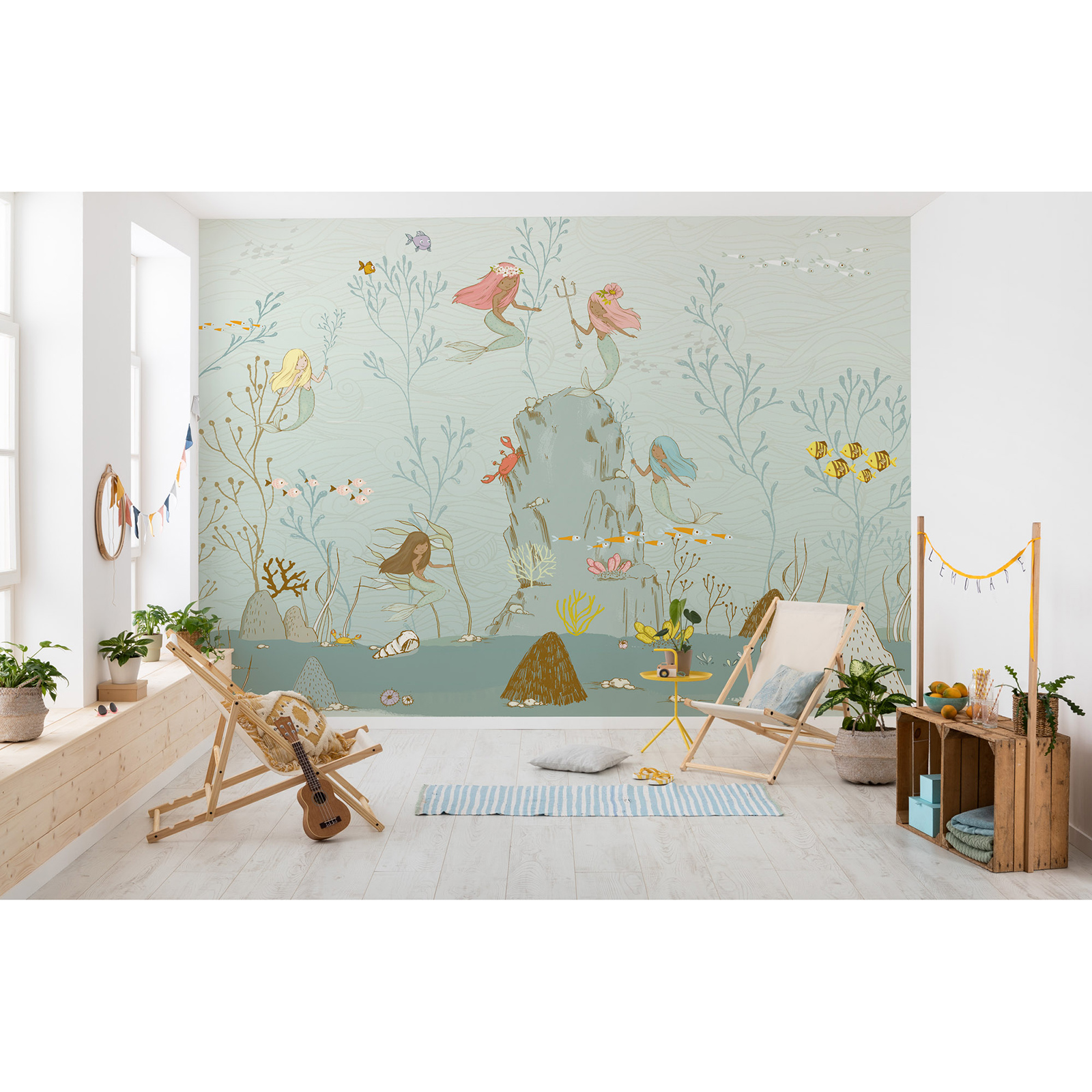 Vlies-Fototapete MERMAIDS - bunt - 350x280 cm