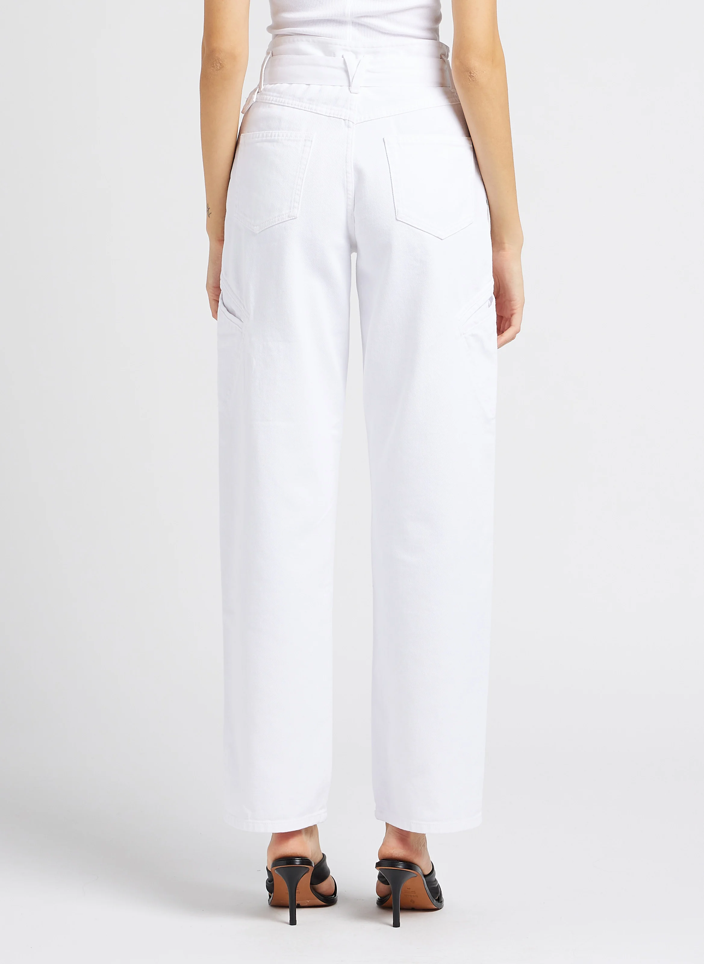 JINN - Jean flare taille haute en coton | Blanc