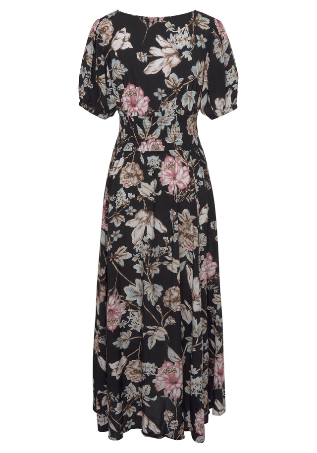 LASCANA Maxikleid mit Blumendruck und leichten Puffärmeln, Sommerkleid, casual-elegant