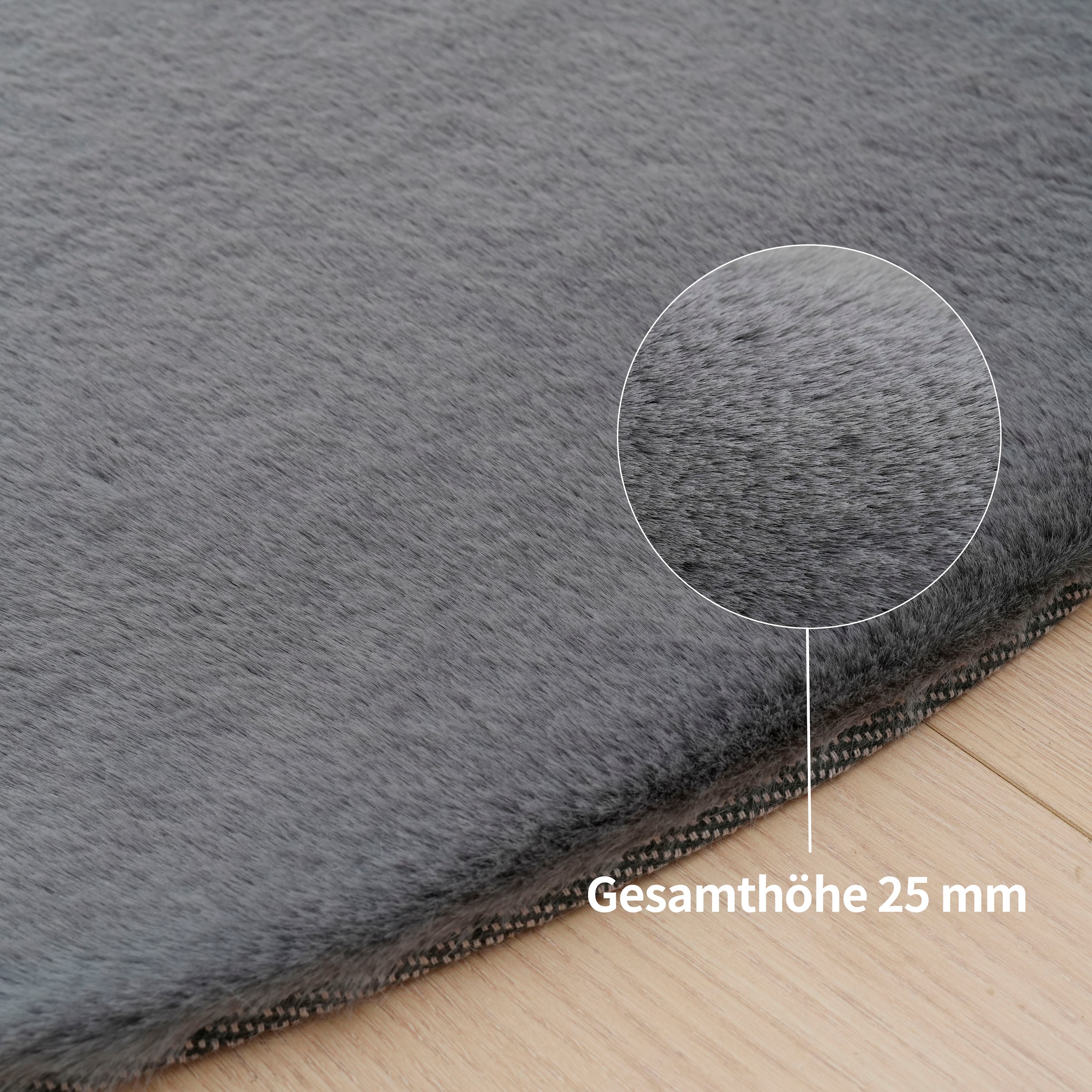 Bruno Banani Hochflor-Teppich »Rabbit 2 Bean, Kunstfell Teppich, Modern, besondere Form« U-förmig 25 mm Höhe Kaninchenfell-Haptik, Microfaser, Wohnzimmer, Schlafzimmer, Esszimmer