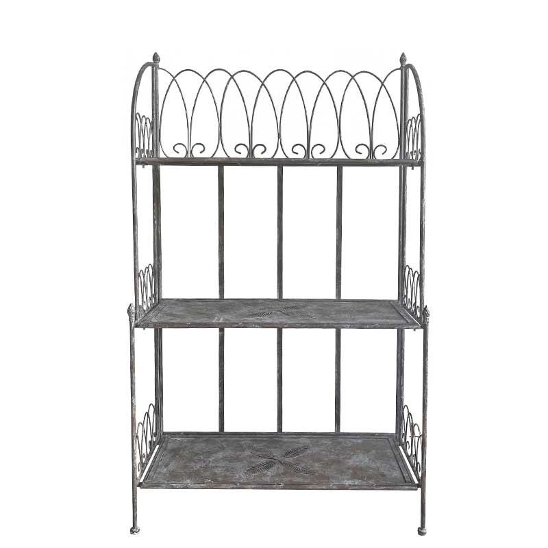 Etagère en fer gris arabesque 67x33x114cm
