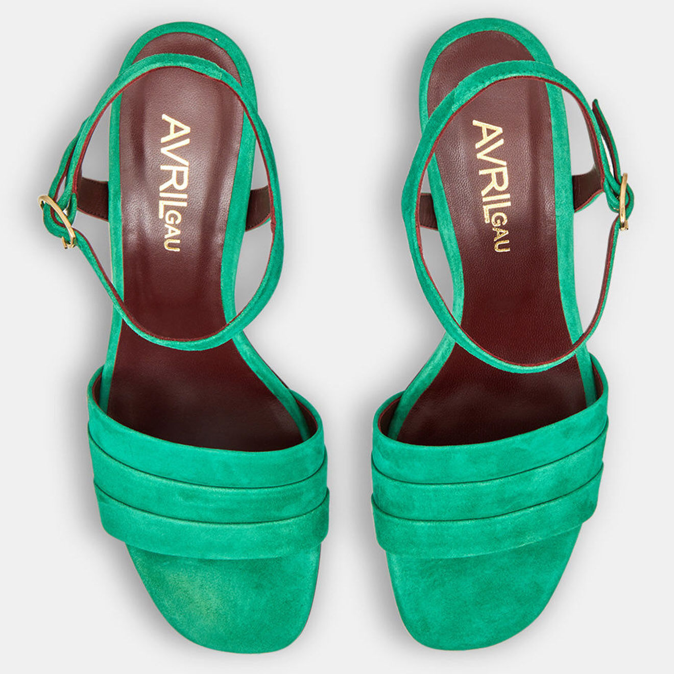 Avril Gau Sandales en Velours de Cuir vertes - Talon 5.5 cm