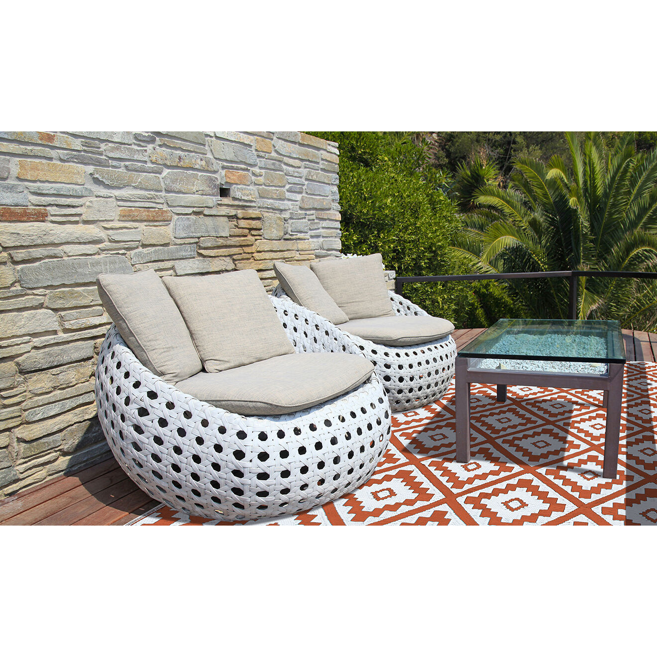 Pratik Garden Tapis extérieur vahine terracotta - 270x370 cm