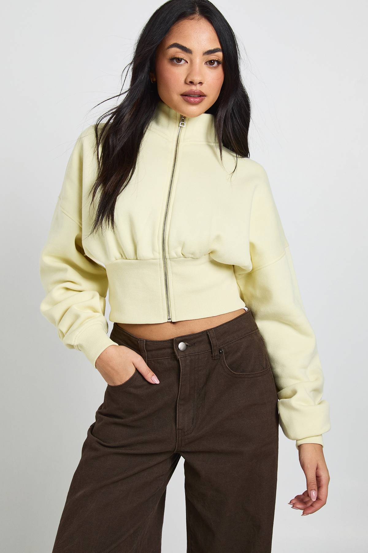 boohoo Col Cheminée Taille Cintrée Zippé Intégral