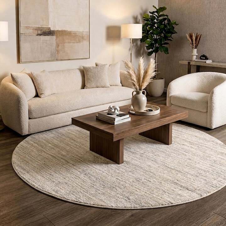 Rond Berber vloerkleed - Aicha Taupe | Comfortabel