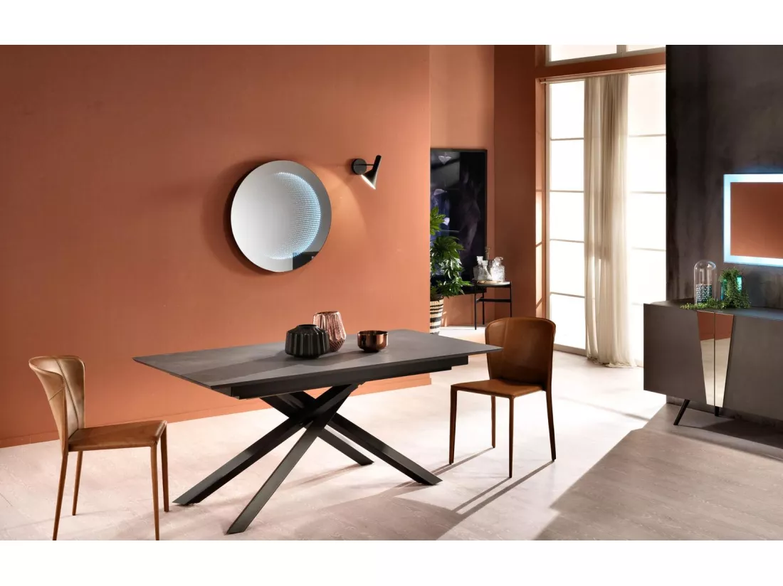 Xavier Table Extensible (170/270 x 90 cm) en HPL sur MDF Gris Foncé