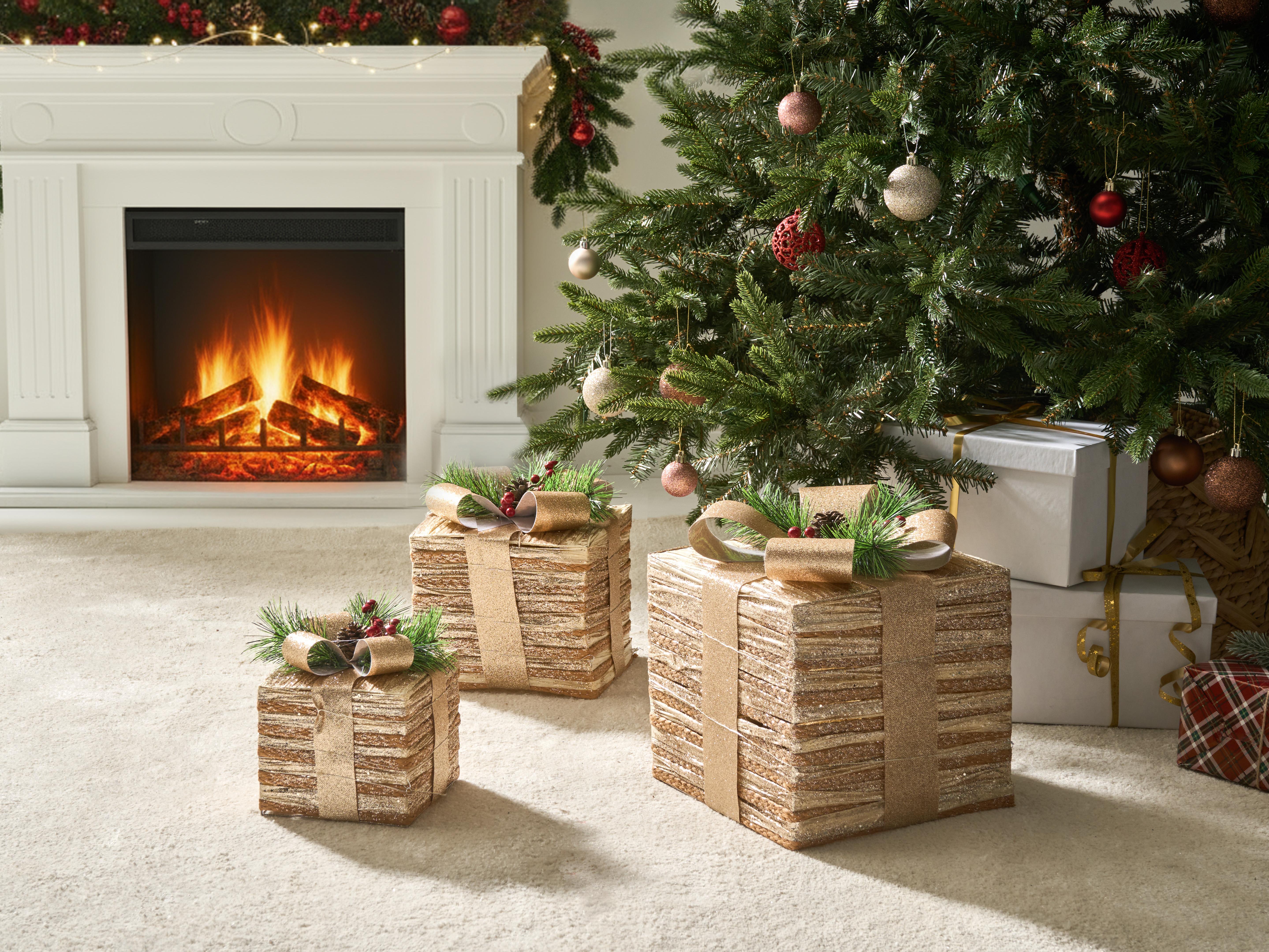 Set van 3 kerstdecoraties LED TOFTE Kerstcadeaus 20/25/30 cm Goud