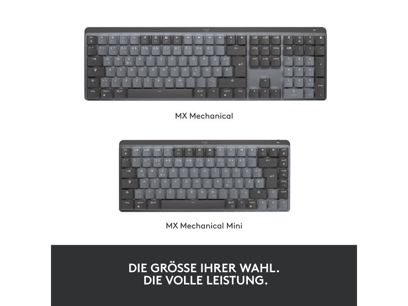 Logitech Tastatur MX Mechanical Kompakte, kabellose Business-Tastatur mit mechanischen Tasten