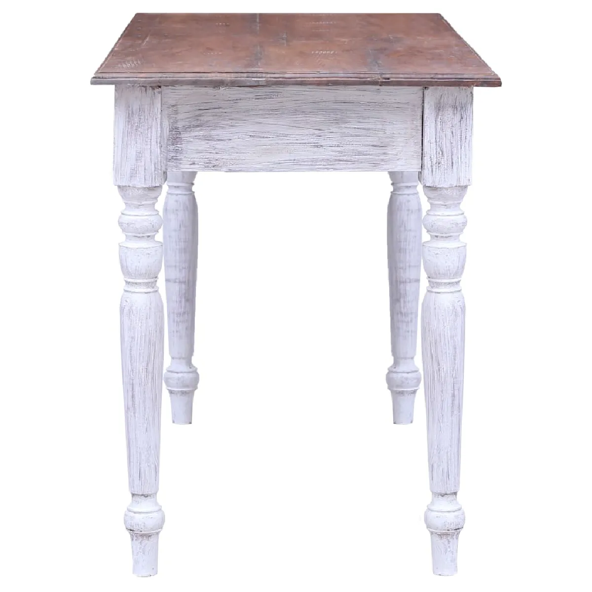 vidaXL Bureau avec tiroirs blanc 117x57x75 cm bois d'acajou massif
